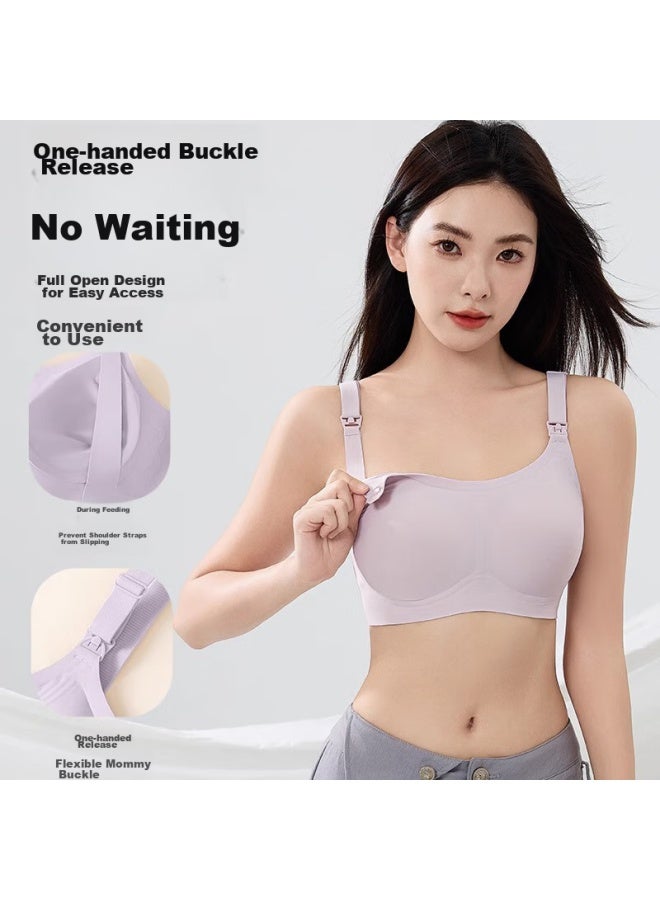 MIIOW Miiow Maternity Nursing Bra Women 7a Antibacterial Feeding Special New Push-up Bra Purple 90c - Image 1