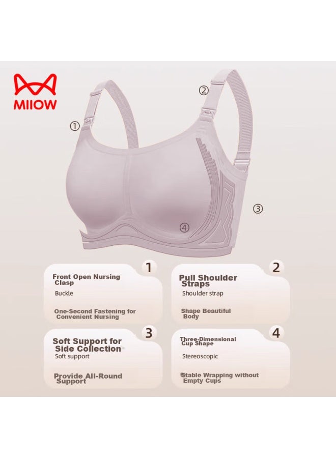 MIIOW Miiow Maternity Nursing Bra Women 7a Antibacterial Feeding Special New Push-up Bra Purple 90c - Image 5