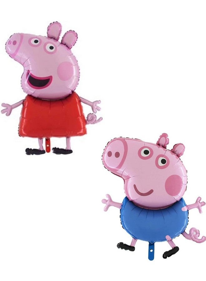 Grabo Pack Of 2 - 37 Inch Peppa & George Character Foil Balloons - Kids Balloons - Party Balloons