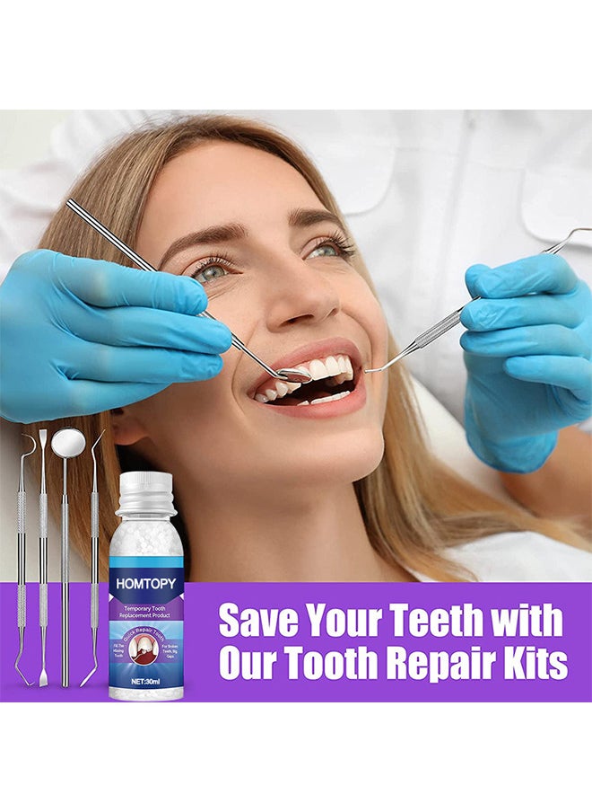 HOMTOPY - Temporary Teeth Replacement Product, Moldable Tooth Replacements, Cavity Filler For Teeth, Temp Tooth Beads With 4 Dental Tools, Repair Missing Or Broken Teeth, Snap On Instant And Confident Smile - Image 1