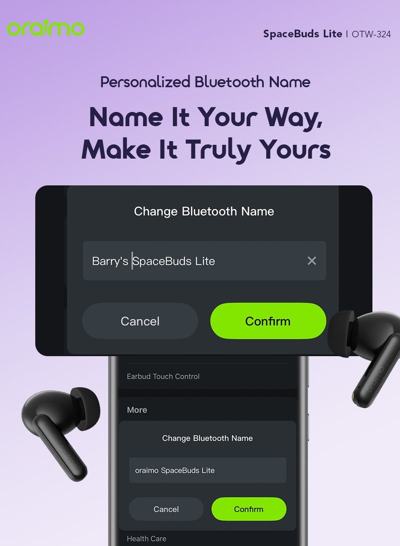 أورايمو سماعات أذن OTW-324 SpaceBuds Lite اللاسلكية الحقيقية مع صوت 360 درجة ومدة تشغيل تصل إلى 40 ساعة - Image 2