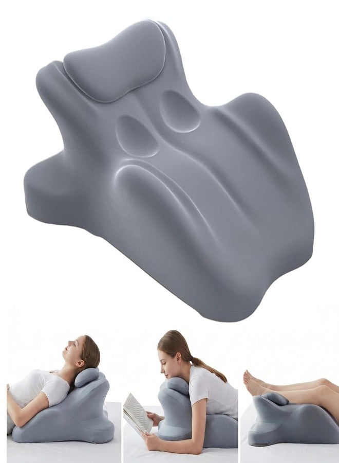 RSN Memory Foam Wedge Pillow, 27° Angled Support for Neck, Back, Waist and Leg Pain Relief, Multi-Position with Removable Cover (Gray) - Image 1
