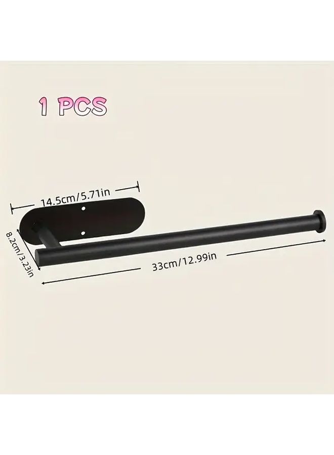 Black No Drill Wall Mounted Tissue Towel Holder Self Adhesive For Kitchen - Image 3