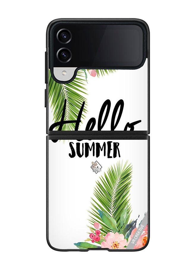 VR CREATIVE Protective Case Cover For Samsung Galaxy Z Flip4 Hello Summer Design Multicolour - Image 1