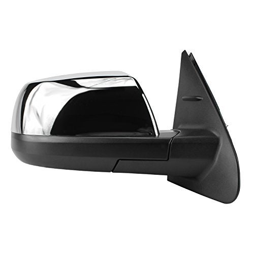 Fit System Passenger Side Mirror for Toyota Tundra Pick-Up Base, Limited, SR-5 Model, Textured Black w/Chrome Cover, w/o Lane Change Assist, Foldaway, Heated Power - Image 1