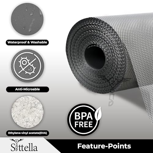 SITTELLA® (45cm x 5m) Food-Grade Anti-Slip Washable Kitchen Drawer & Shelf Liner | Multipurpose Waterproof Fridge, Table & Cabinet Mat | Non-Toxic, Cuttable & Reusable(Grey) - Image 3