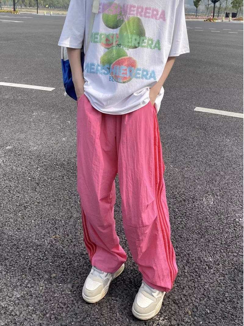 Fluorescent green three-bar pants dopamine bright color wear Green - Image 2