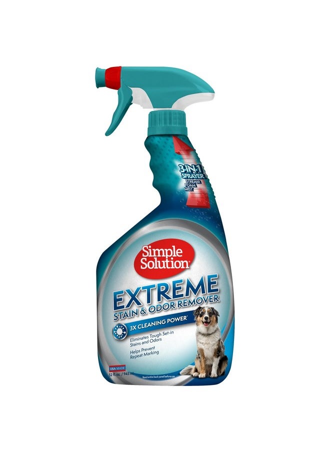 Simple Solution Simple Solution Extreme Pet Stain and Odor Eliminator Spray, Enzymatic Cleaner With 3X Pro-Bacteria Cleaning Power for Dogs & Cats, Strong Urine, Pee and Poop Smell Remover for Carpets & Floors, 32 oz  - Image 1