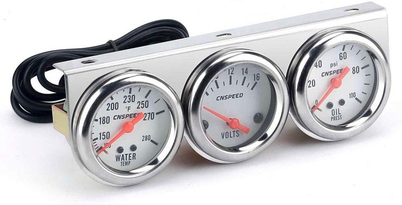 Carrfan 2'' Triple Gauge Kit Volt Gauge Water Temp Gauge Oil Pressure Gauge - Image 1