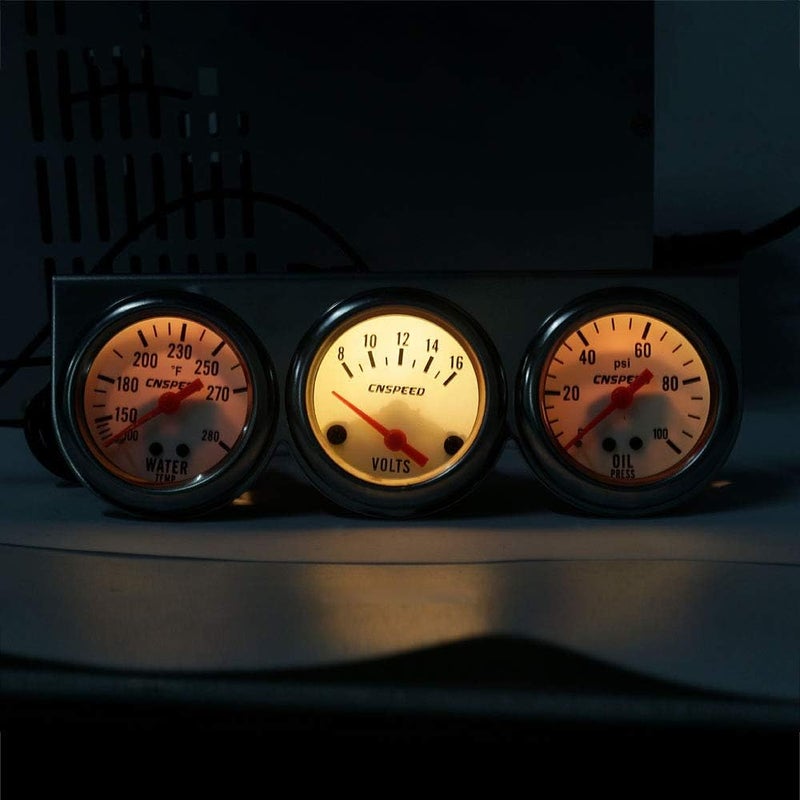 Carrfan 2'' Triple Gauge Kit Volt Gauge Water Temp Gauge Oil Pressure Gauge - Image 2