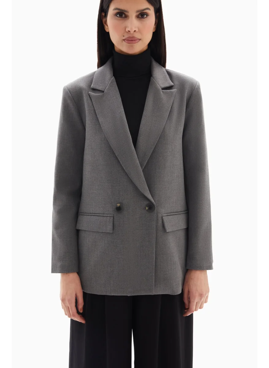 Wecre8 Grey Embellished Quote Blazer By WECRE8
