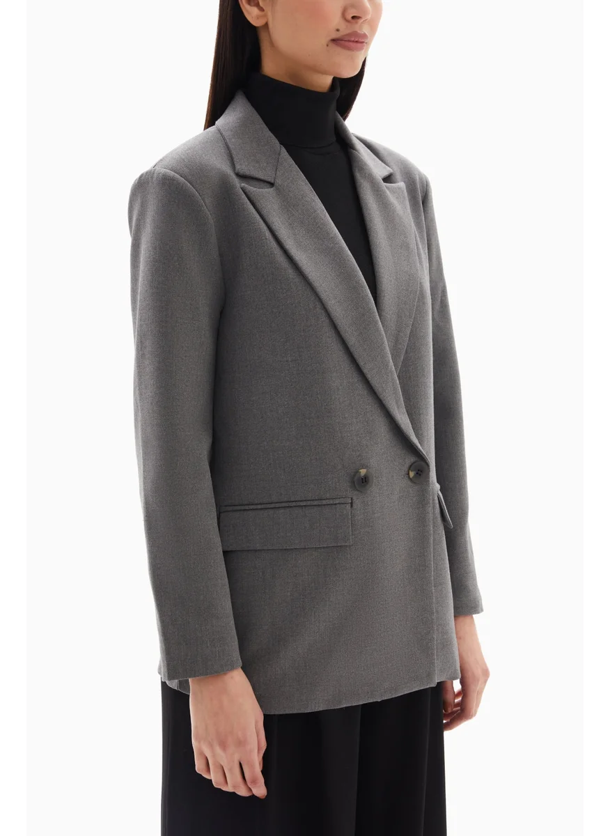 Wecre8 Grey Embellished Quote Blazer By WECRE8