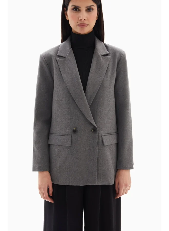 Wecre8 Grey Embellished Quote Blazer