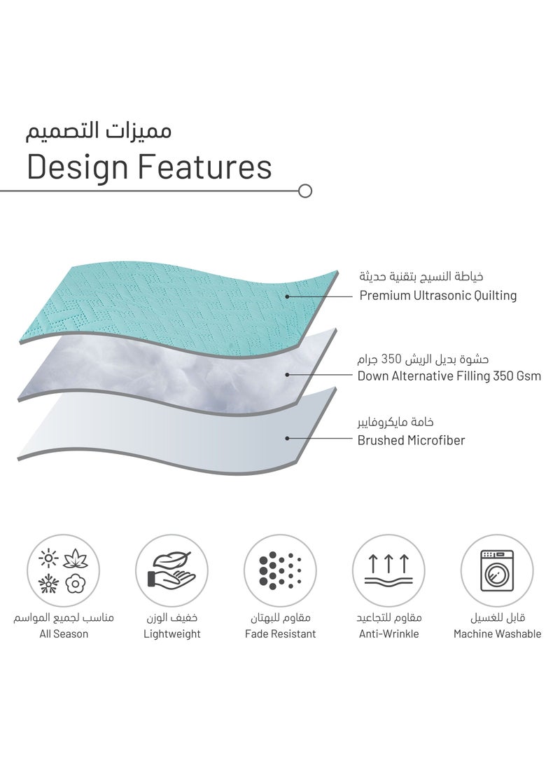 Donetella 6-Piece King Size Ultrasonic Patch Worked Comforter Set Microfiber Turquoise 240x260cm  - Image 5