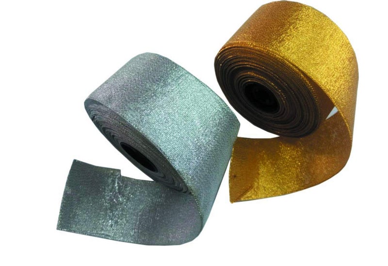 IMPRINT Glittery Satin Ribbon 2 Inch Wide Goden Roll (Pack of 1 Golden Ribbon) - Image 2