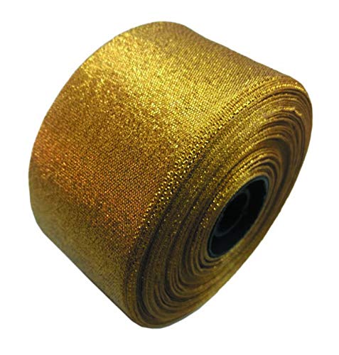 IMPRINT Glittery Satin Ribbon 2 Inch Wide Goden Roll (Pack of 1 Golden Ribbon) - Image 3