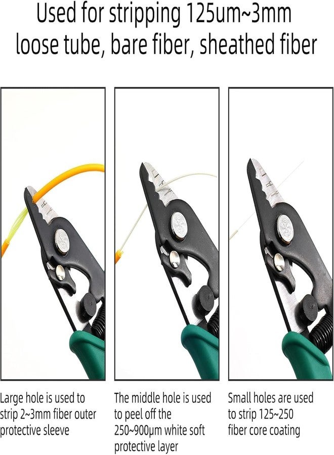 Meshiv 3 Hole Fiber Stripper, 3 in 1 Fiber Optic Wire Stripper/Cutter (YB-326-Green) - Image 2