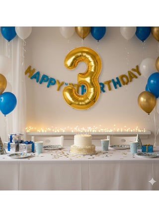 40″ Number 3 Foil Balloon, Gold - view 3