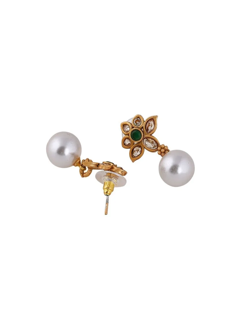 Priyaasi Stone Studded  Beaded Contemporary Drop Earrings