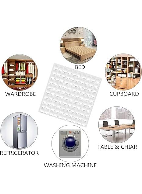 GOKAJ GOKAJ100 Wall Protector Knob Shield Rubber Buffer Crash Pads Door Stoppers for Furniture Glass Table Home OfficeRound Door Handle Bumper SelfAdhesive GeometryWhite 100 Pack  - Image 2