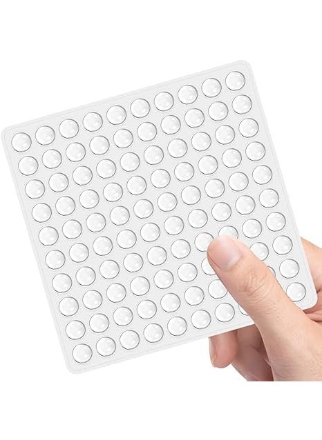 GOKAJ GOKAJ100 Wall Protector Knob Shield Rubber Buffer Crash Pads Door Stoppers for Furniture Glass Table Home OfficeRound Door Handle Bumper SelfAdhesive GeometryWhite 100 Pack  - Image 1