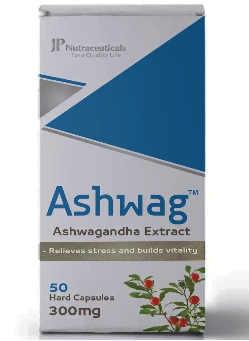 JP Nutraceuticals Ashwag Ashwagandha 300 Mg 50 Capsules  - Image 1