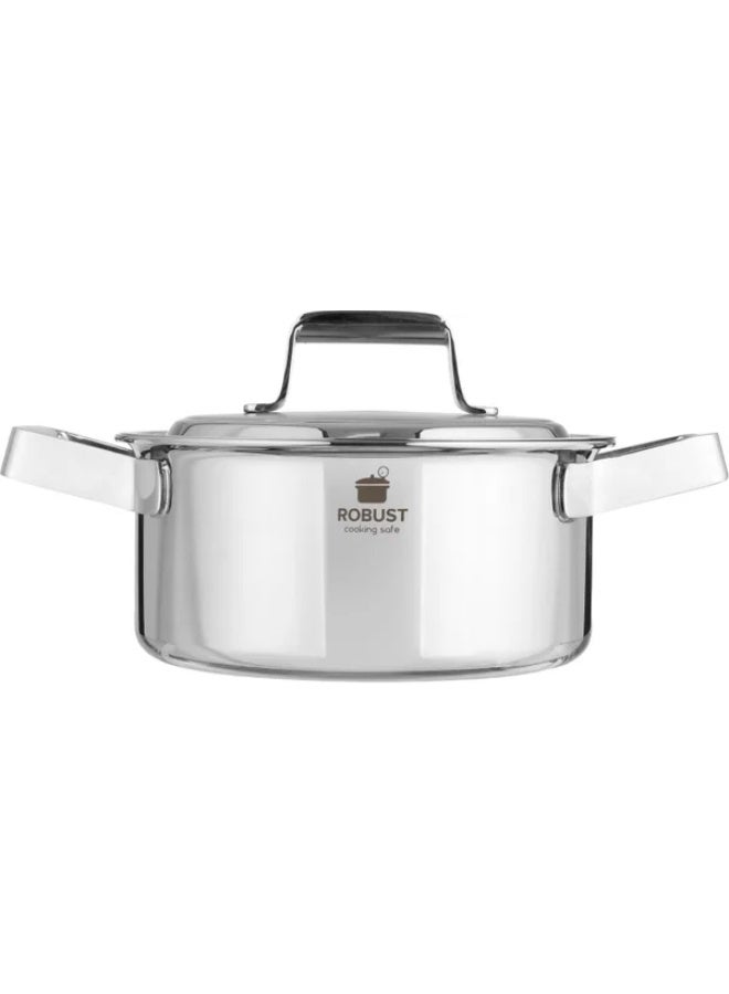 ROBUST Stainless Steel Cooking Pot, 24 cm - Silver - Image 2