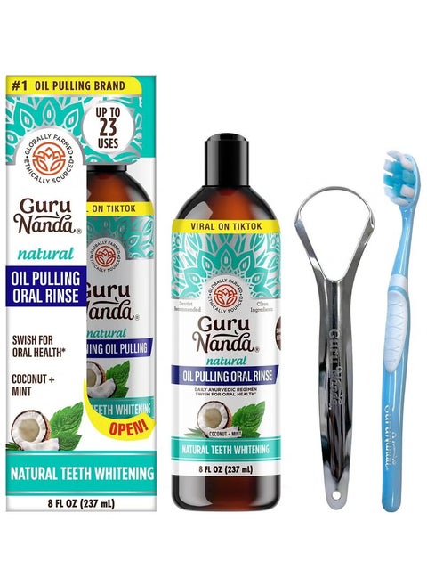 Coconut Oil Pulling, Fresh Breath & Whitening Mouthwash, 7 Essential Oils & Vitamins for Happy Teeth & Gums, 8 oz