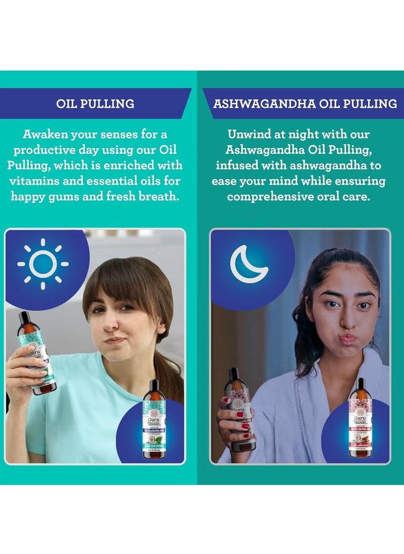 GuruNanda - Coconut Oil Pulling, Fresh Breath & Whitening Mouthwash, 7 Essential Oils & Vitamins for Happy Teeth & Gums, 8 oz - Image 1