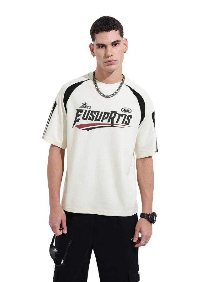 شركة المرآب الهندية Men Relaxed Fit Graphic Printed Crew Neck Half Sleeves T-Shirt