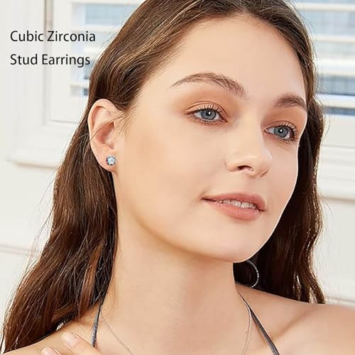 VOLUKA Titanium Earrings for Sensitive Ears, 1 Pairs Screw Back Hypoallergenic Surgical Grade Titanium Cubic Zirconia Stud Earrings for Women Men - Black - Image 3