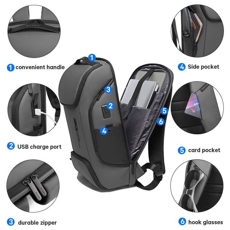 BANGE Business Laptop Smart backpack Can Hold 15.6 Inch Laptop Commute Backpack Carry on bag for men and women (Grey) - Image 4