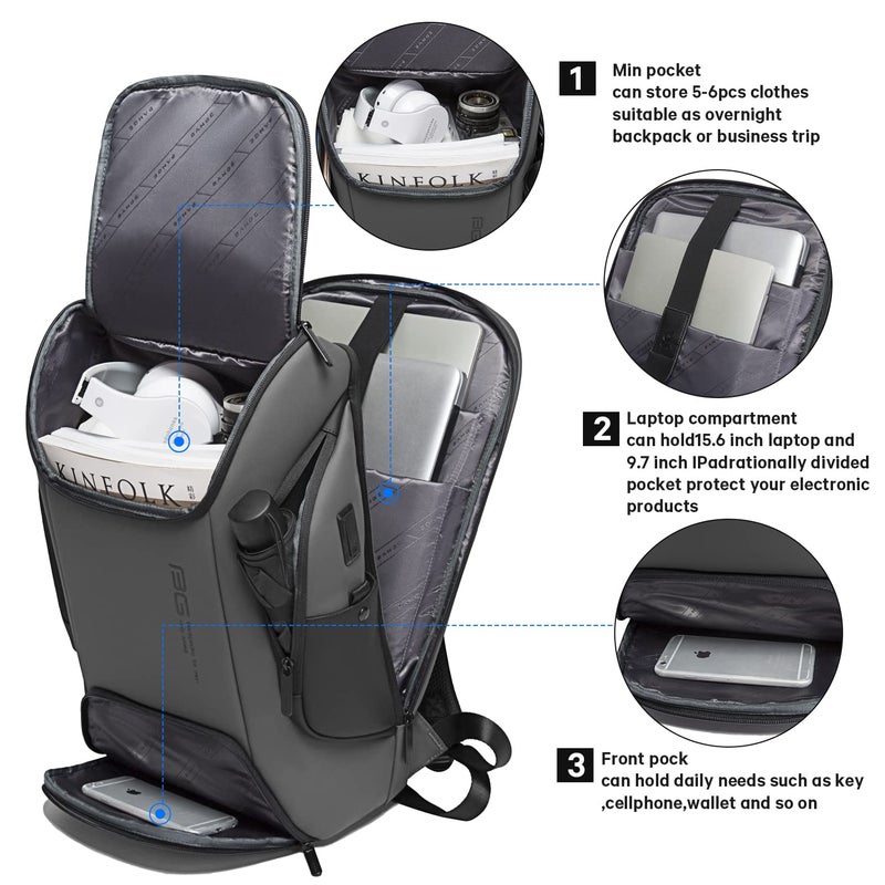 BANGE Business Laptop Smart backpack Can Hold 15.6 Inch Laptop Commute Backpack Carry on bag for men and women (Grey) - Image 2