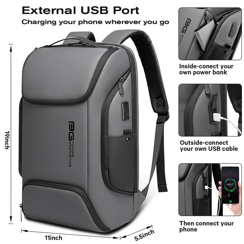 BANGE Business Laptop Smart backpack Can Hold 15.6 Inch Laptop Commute Backpack Carry on bag for men and women (Grey) - Image 3