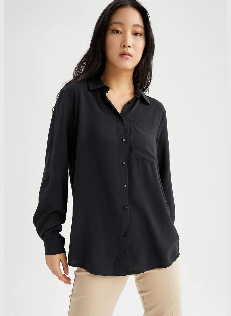 DeFacto Oversize Fit Long Sleeve Poplin Shirt