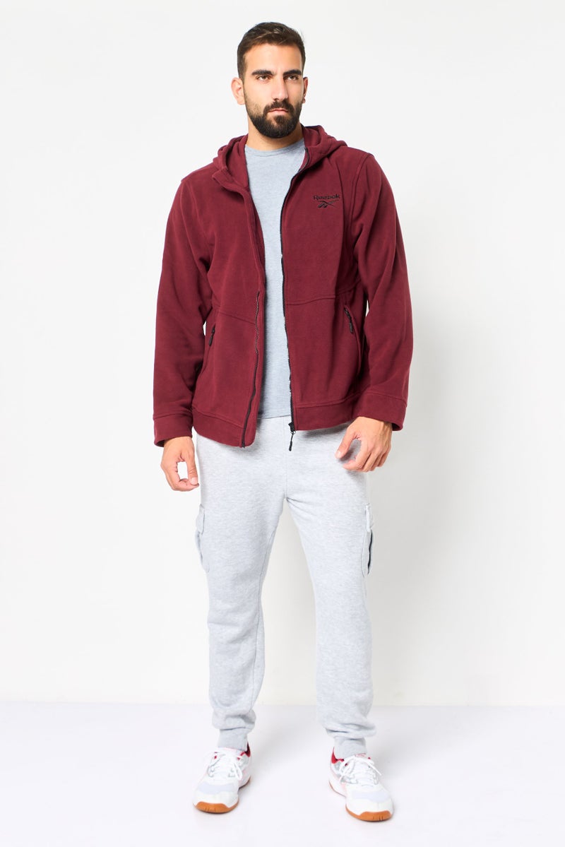 Reebok Men Sportswear Fit Long Sleeve Hoodies, Maroon - Image 2