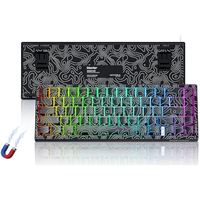 rayihni M68 HE V2 RAPID TRIGGER KEYBOARD 60% PERCENT, HALL EFFECT TOPOGRAPHIC GAMING KEYBOARD, WIRED RGB CUSTOM MECHANICAL KEYBOARD WITH MAGNETIC SWITCH, PBT KEYCAPS FOR MAC/WIN (BLACK) - Image 1