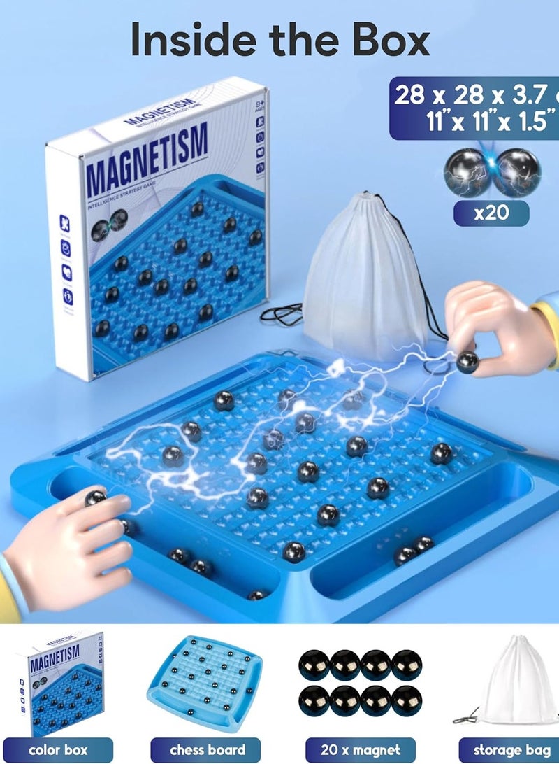 Magnetic Chess Game Set with Stones, Cluster Rock Board for Adults Kids 6 8 12 Strings Family Night, Portable Tabletop Strategy (Design 3) - Image 4