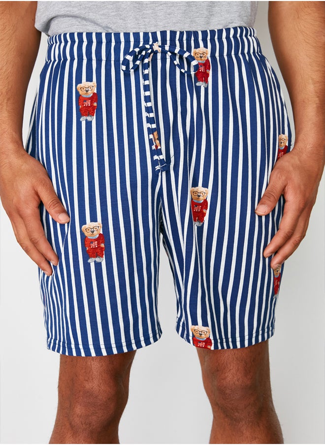 trendyol Gray Regular Fit Printed Knitted Pajama Set with Shorts TMNSS24PT00034  - Image 5