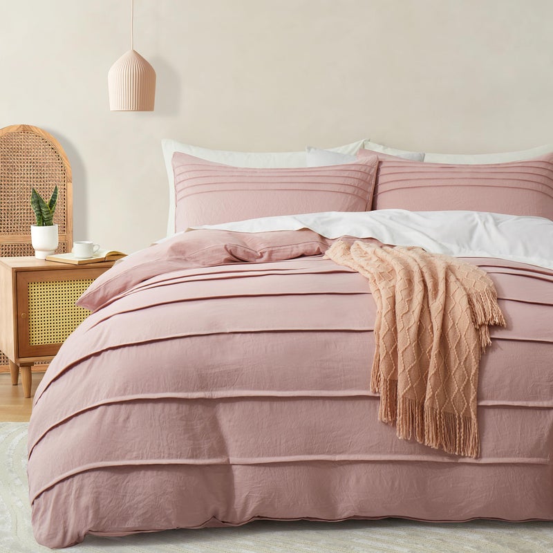 Oli Anderson Misty Rose Davet Cover Cover Size - Cover Queen Davet Cover 3pcs Fleds Soft and Breatable مع إغلاق السوستة (Misty Rose 90 "" x90 ") - Image 1