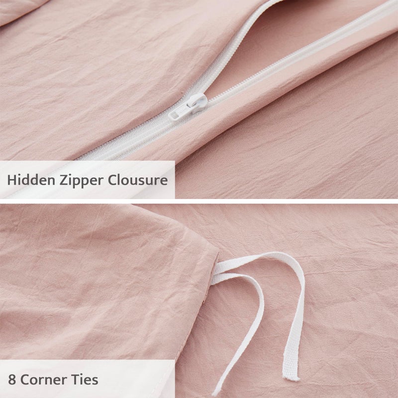 Oli Anderson Misty Rose Davet Cover Cover Size - Cover Queen Davet Cover 3pcs Fleds Soft and Breatable مع إغلاق السوستة (Misty Rose 90 "" x90 ") - Image 4