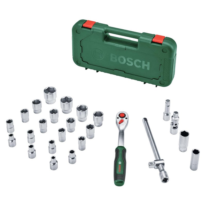 BOSCH 1/2" Drive Ratchet Set 25-Piece High Torque 768Nm, Ergonomic Design & Complete Socket Set for Assembly Tasks - Image 1