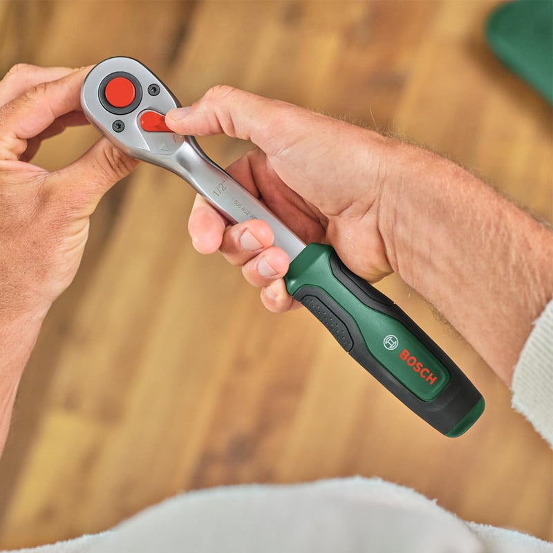 BOSCH 1/2" Drive Ratchet Set 25-Piece High Torque 768Nm, Ergonomic Design & Complete Socket Set for Assembly Tasks - Image 3