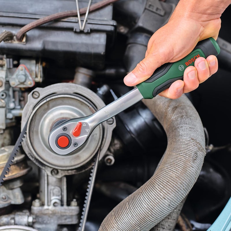 BOSCH 1/2" Drive Ratchet Set 25-Piece High Torque 768Nm, Ergonomic Design & Complete Socket Set for Assembly Tasks - Image 5