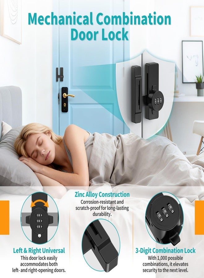 YogePote Cabinet Locks with Combination, 90/180 Degree Sliding Barn Door Lock, Keyless Password Door Lock for Bedroom, Shed, Closet, File Cabinet - Heavy Duty Zinc Alloy Security Latches (1, Black) - Image 3