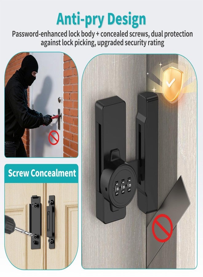 YogePote Cabinet Locks with Combination, 90/180 Degree Sliding Barn Door Lock, Keyless Password Door Lock for Bedroom, Shed, Closet, File Cabinet - Heavy Duty Zinc Alloy Security Latches (1, Black) - Image 4