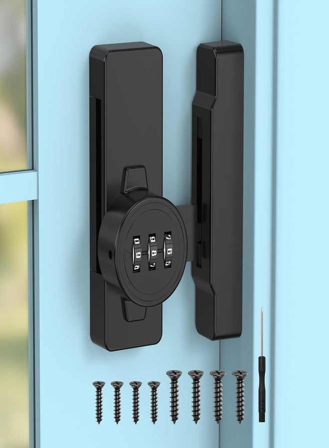 YogePote Cabinet Locks with Combination, 90/180 Degree Sliding Barn Door Lock, Keyless Password Door Lock for Bedroom, Shed, Closet, File Cabinet - Heavy Duty Zinc Alloy Security Latches (1, Black) - Image 1