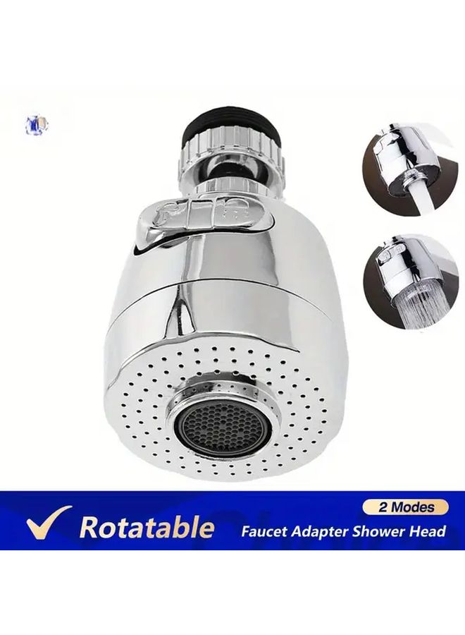 360 Degree Rotatable Water Saving Anti Splash Faucet Aerator Silvery Chrome Finish - Image 2