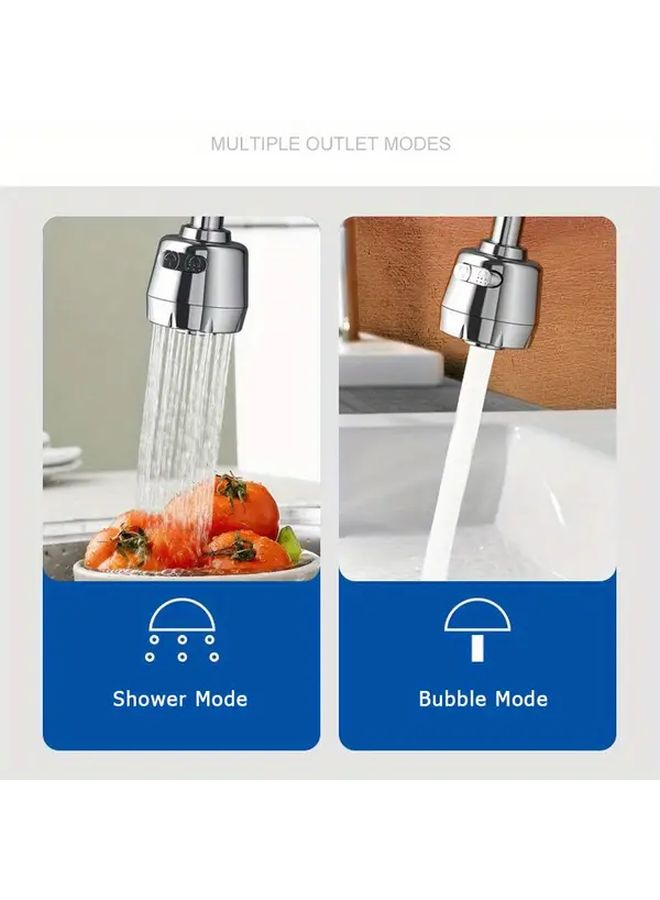 360 Degree Rotatable Water Saving Anti Splash Faucet Aerator Silvery Chrome Finish - Image 5