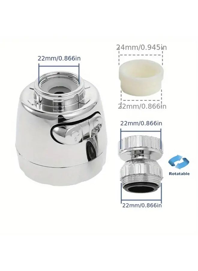 360 Degree Rotatable Water Saving Anti Splash Faucet Aerator Silvery Chrome Finish - Image 4